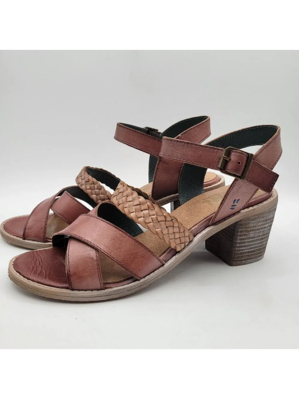 Women’s Brown Leather Block Heel Sandals